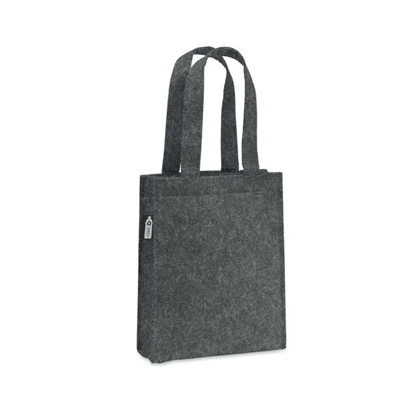 Small RPET felt gift or goodie bag with short handles and bottom gussets