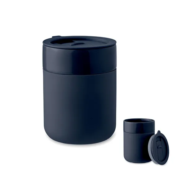 Ceramic tumbler with silicone sleeve and PP lid