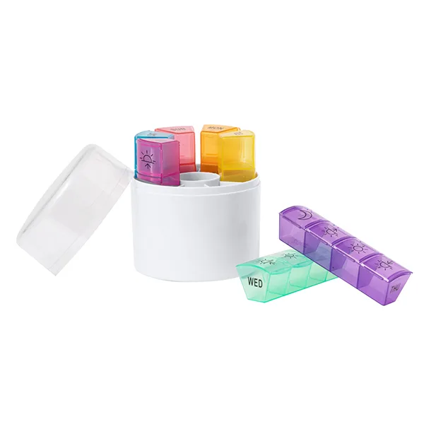 Compact weekly pill box