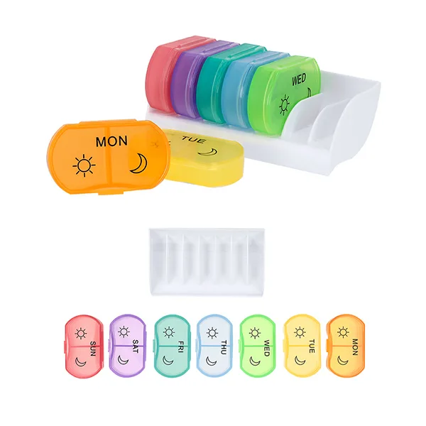 Weekly pill organizer made of durable PP